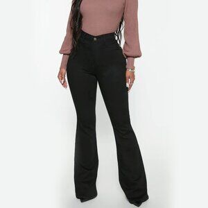 Fashion Nova Deep In My Soul Flare Jeans - Black